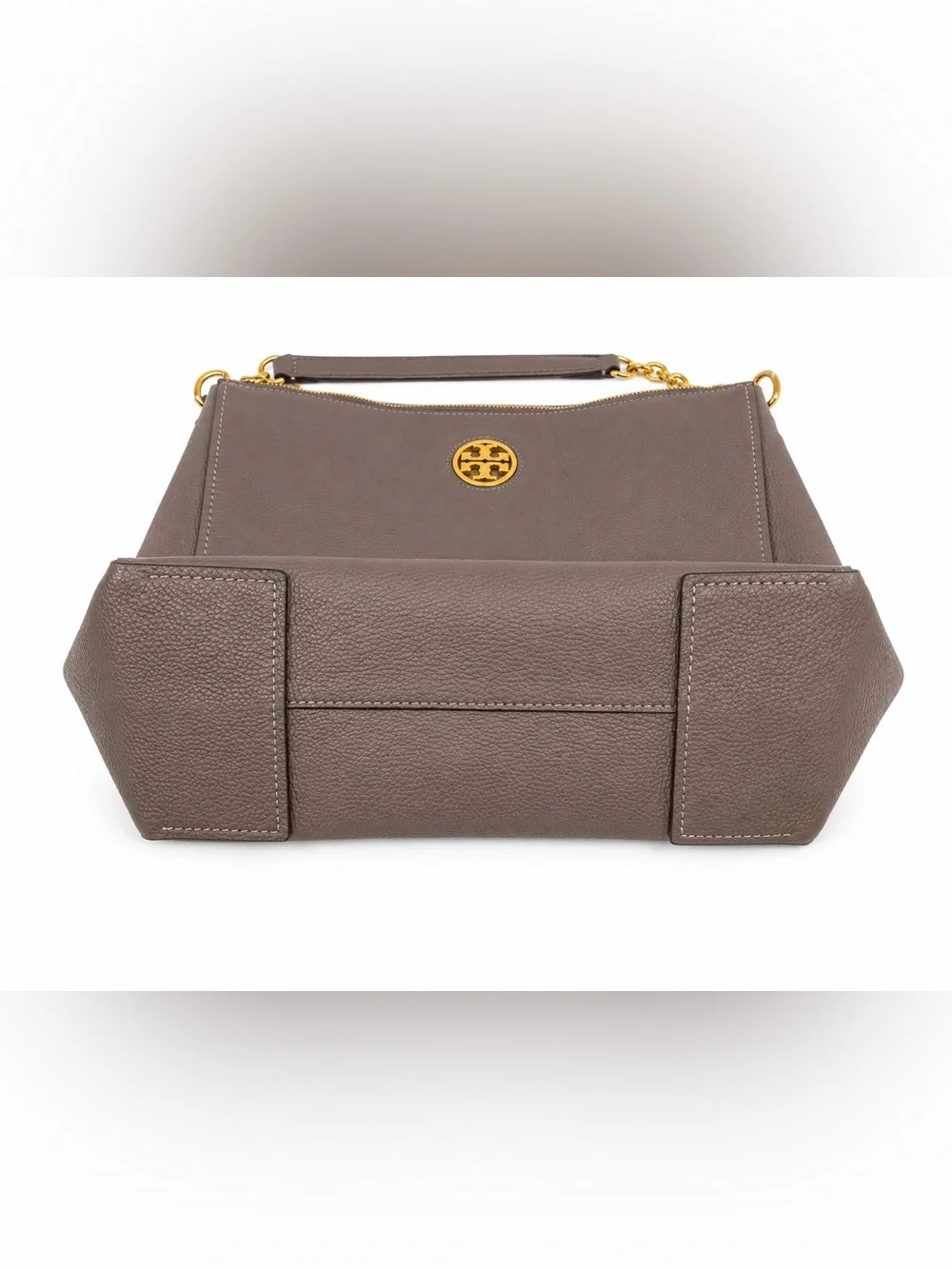 Tory Burch Taupe Leather Hobo with Gold Chain Strap
